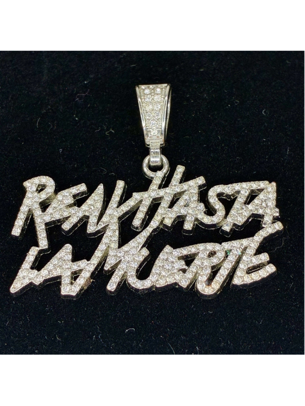 Real Hasta La Muerte Pendant Anuel AA Hip Hop Latin Rhinestone Necklace